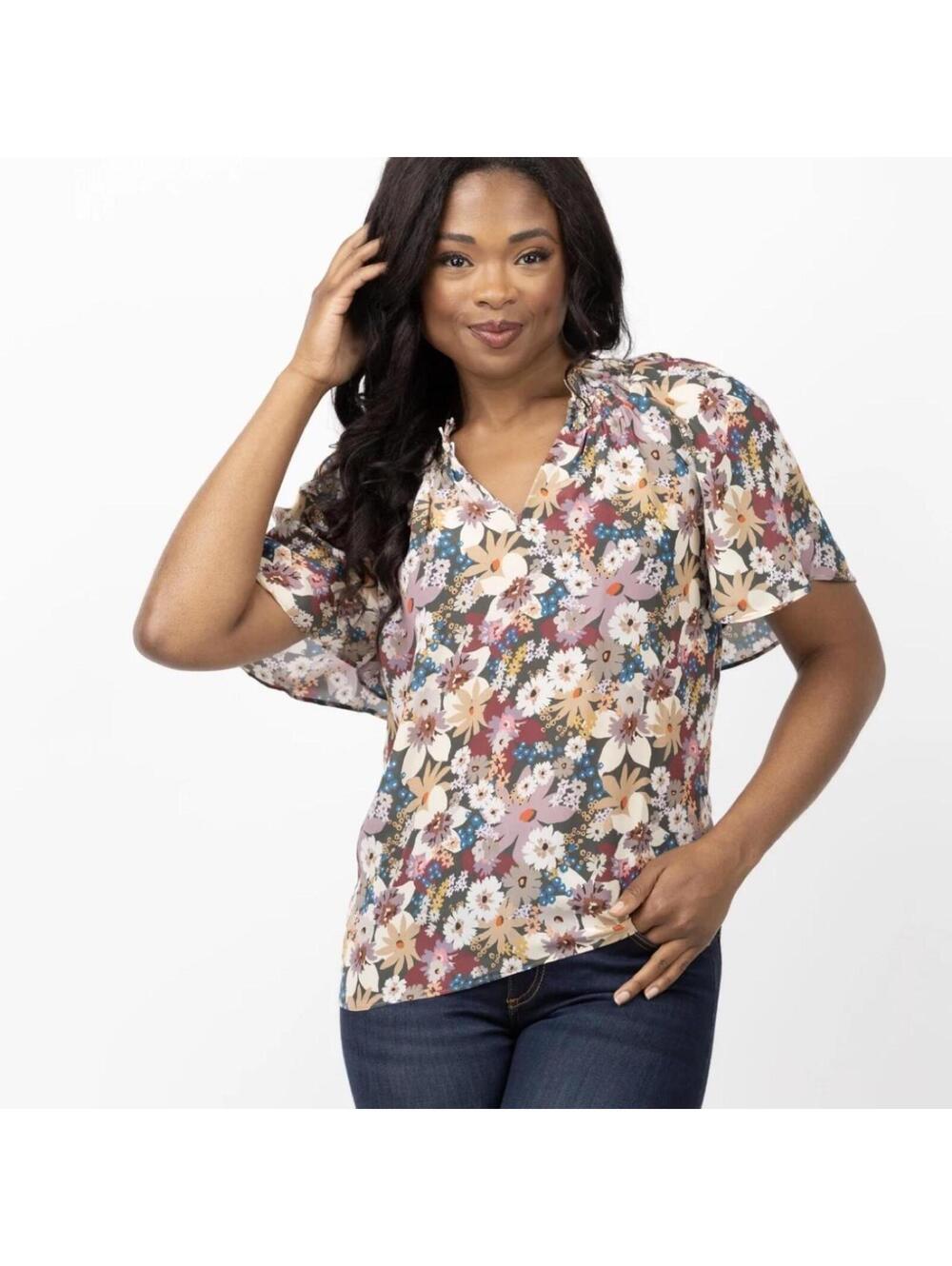 Gilner Farrar Arabella Blouse in Flower Power Size S floral summer cottagecore